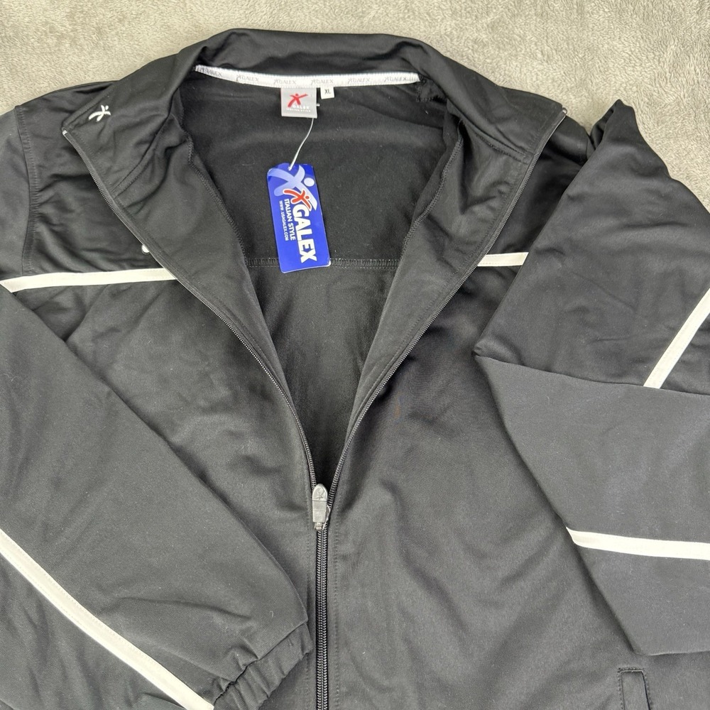 Galex Men's Track Jacket XL Black Full Zip Athletic Training Warm Up NWT Italian - Picture 7 of 8